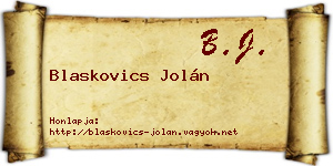 Blaskovics Jolán névjegykártya